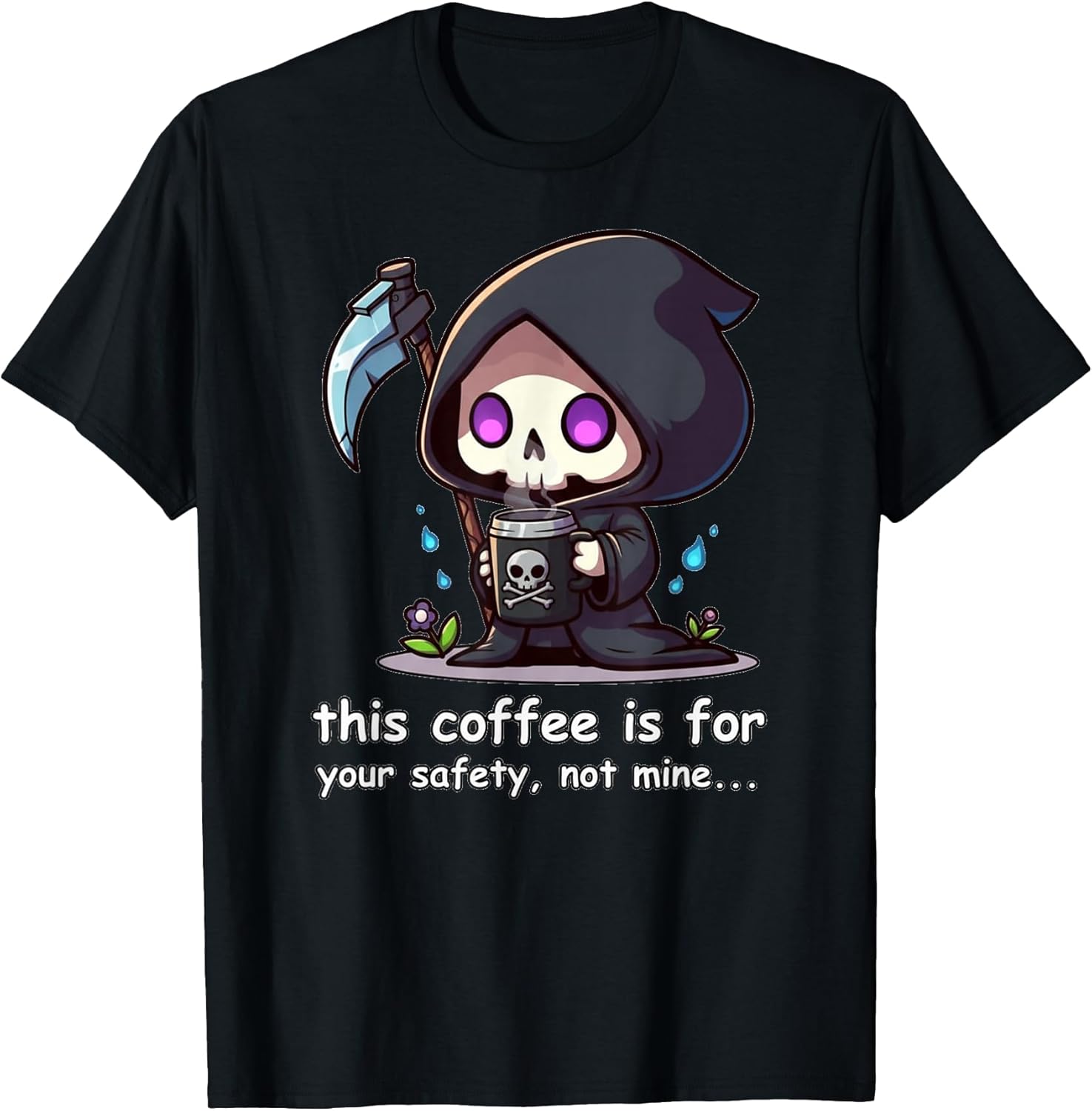 Spooky Coffee Humor, Chibi Reaper Halloween Design