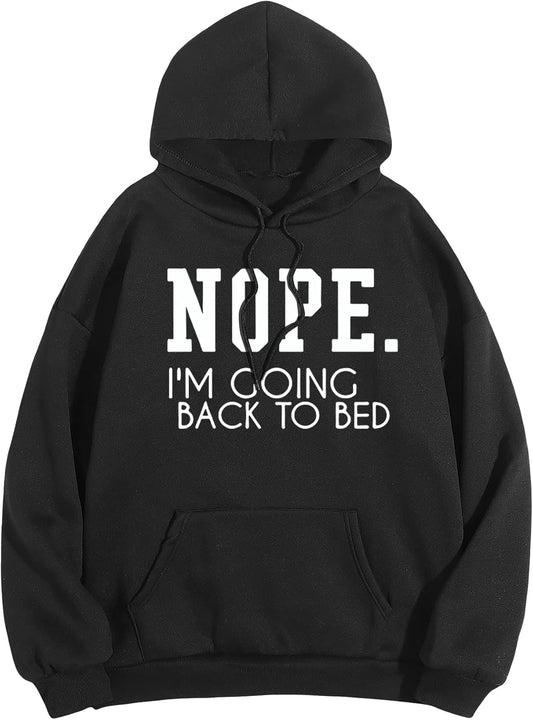 Women's Slogan Letter Print Long Sleeve Hooded Sweatshirt Pullover Hoodie Tops