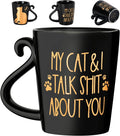 Hendson Cat Coffee Mug - Cat Mom Birthday Gifts for Women - Crazy Animal Lovers Lady Mug Present for Mom, Daughter, Sister, Aunt, Wife, Best Friends, Coworkers - My & I Talk About You - 2-sided, 12oz