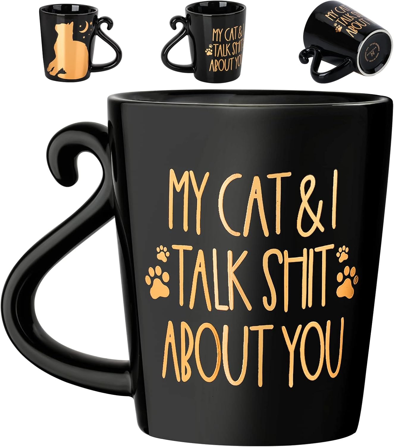 Hendson Cat Coffee Mug - Cat Mom Birthday Gifts for Women - Crazy Animal Lovers Lady Mug Present for Mom, Daughter, Sister, Aunt, Wife, Best Friends, Coworkers - My & I Talk About You - 2-sided, 12oz