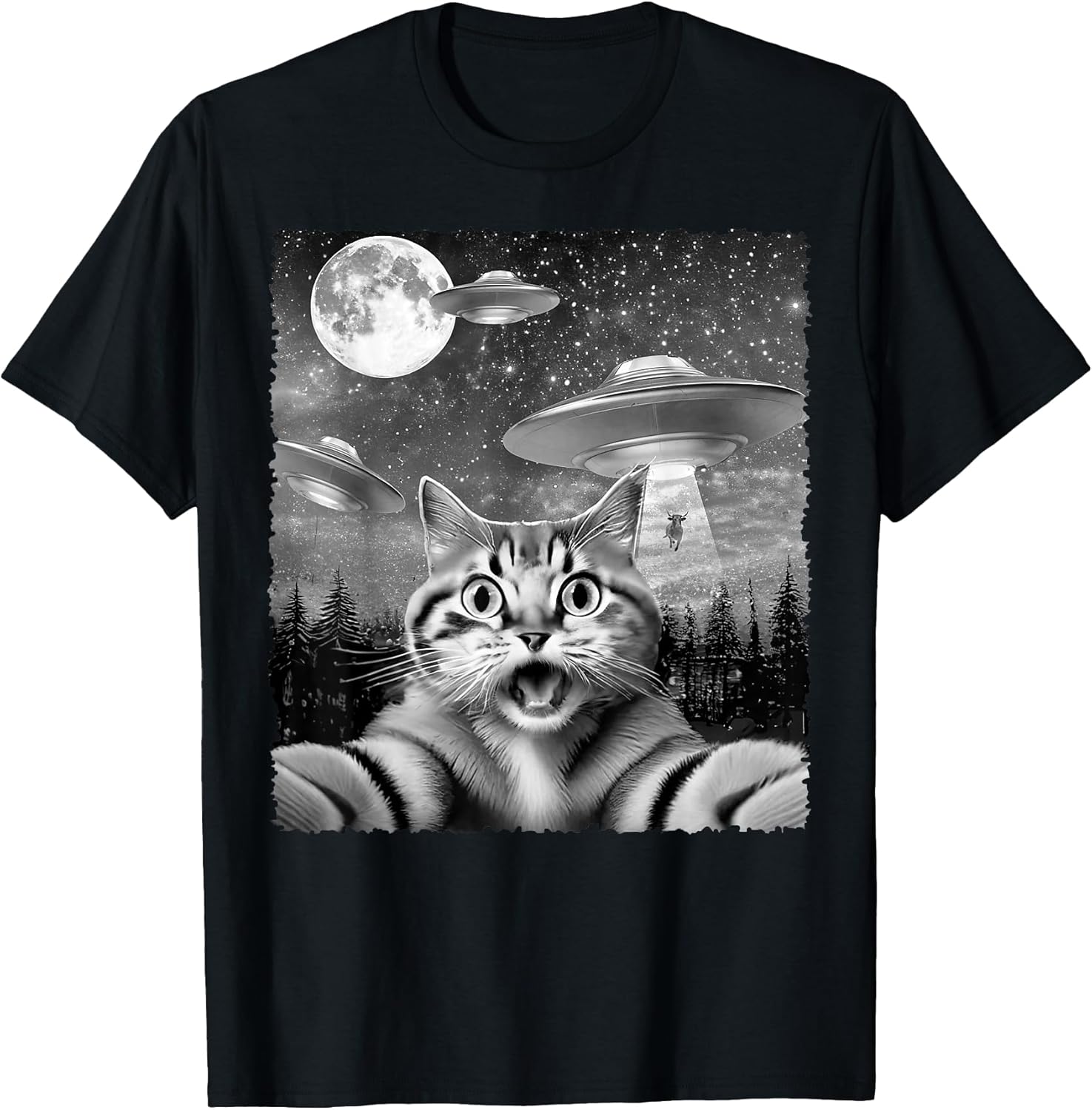 Funny Scared Selfie Cat with Alien UFOs Gift Store
