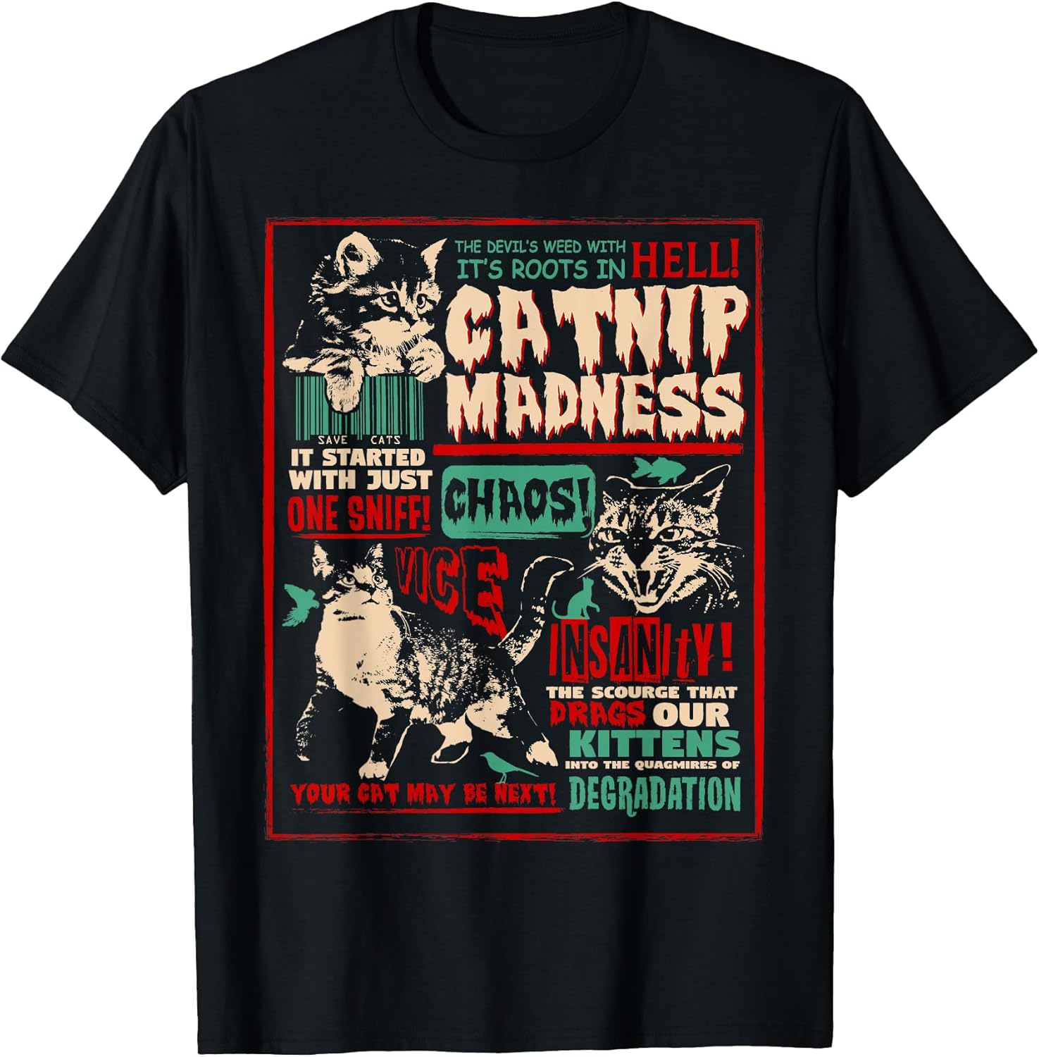 Catnip Madness Cute Kitten Cat Lover Gift Cat Owners T-Shirt