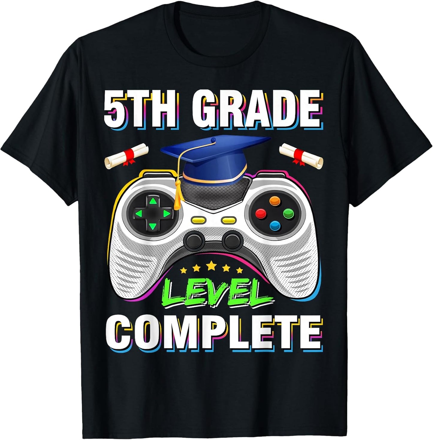 5th Grade Level Complete Graduation Gaming Class 2025 Gamer T-Shirt