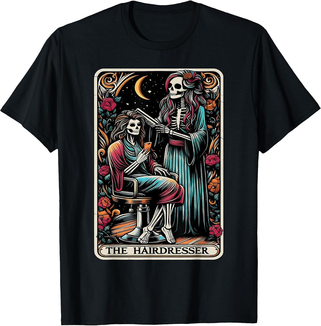 Skeleton Hairdresser Tarot Card Design Barber
