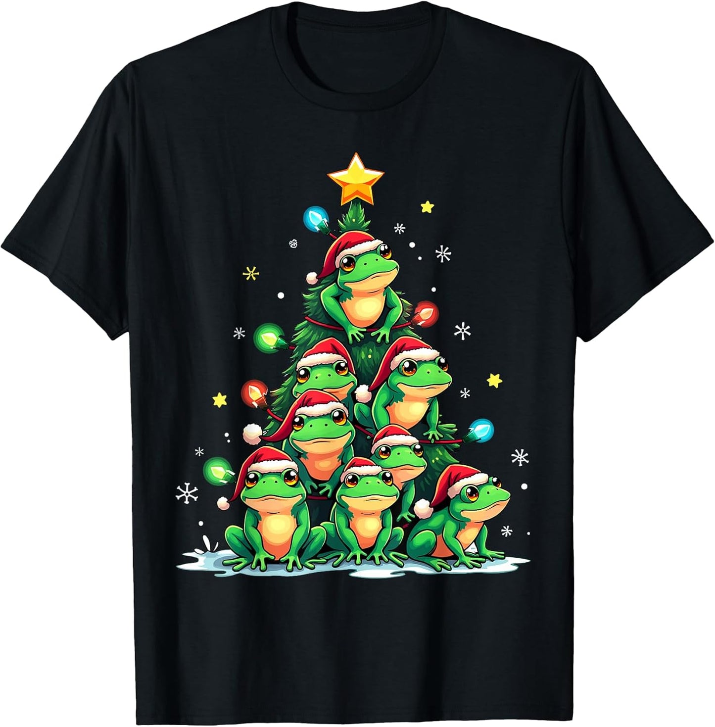Ribbit Christmas Tree Lights Frog Santa Hats