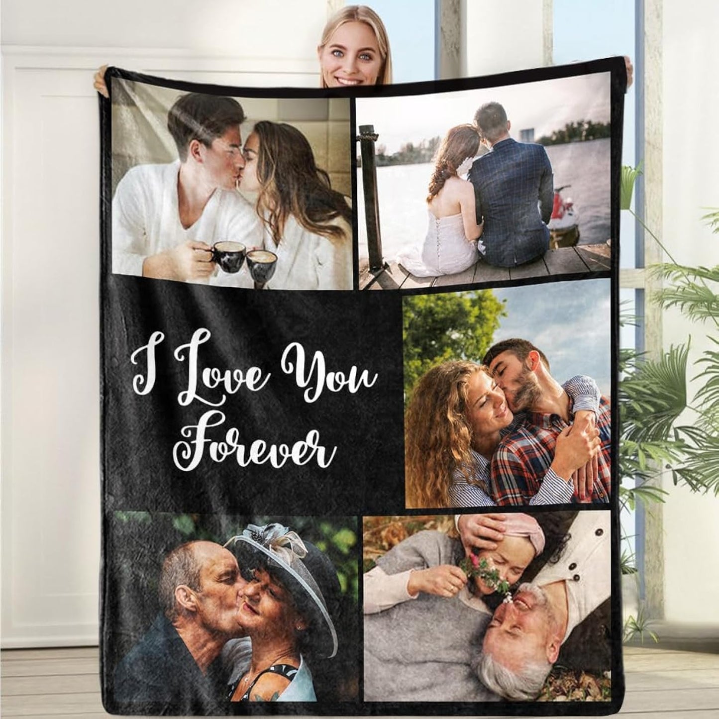 Custom Blanket with Picture, Personalized Photo Blanket, Customized Valentines Day Gifts for Him Her, Couple Gifts for Boyfriend Girlfriend Personalized Gifts for Wife Husband