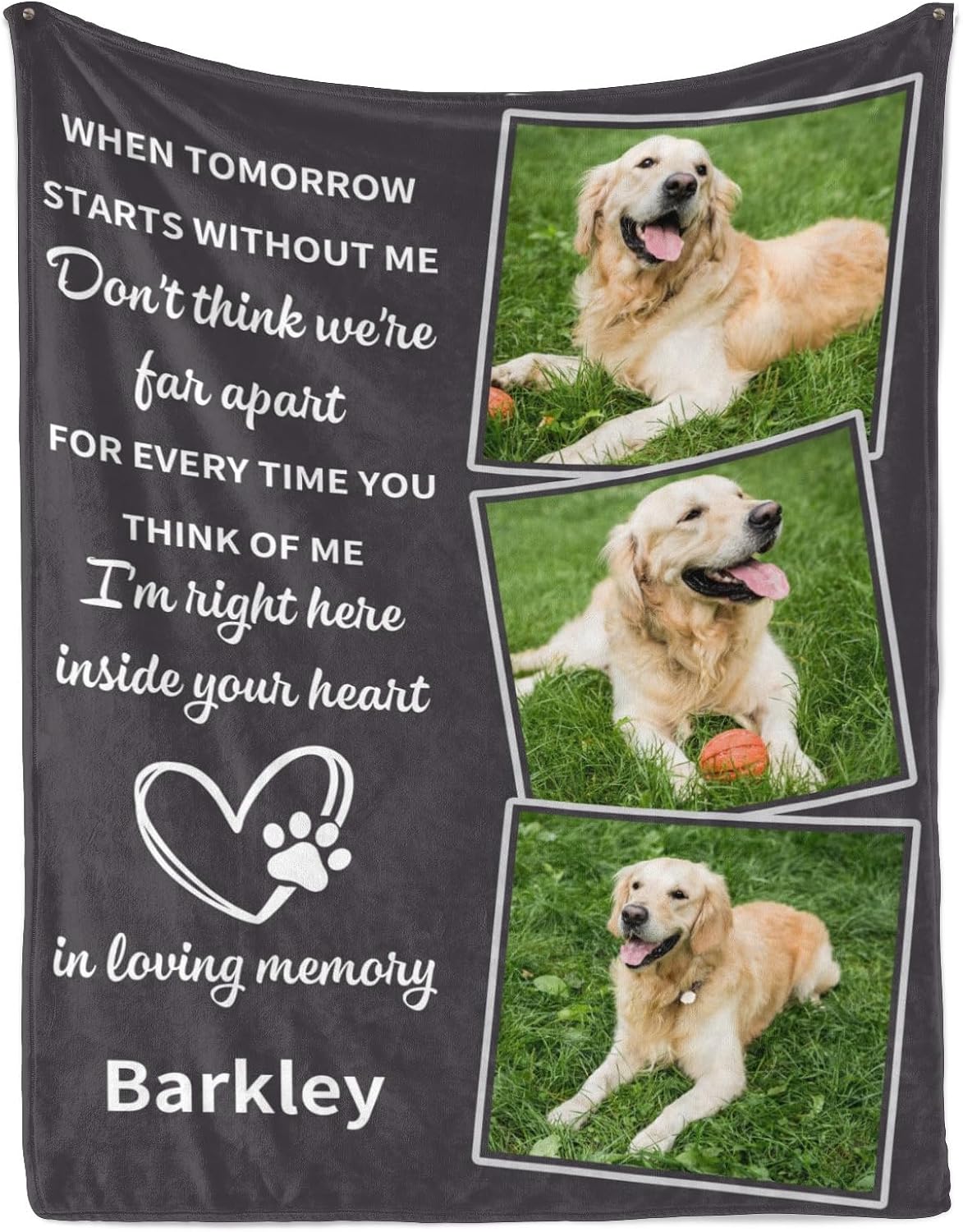 Custom Dog Blanket with Photos Personalized Dog Memorial Blanket with Pictures & Name in Loving Memory of Loss Pet Customized Pet Blankets Sympathy Gift for Cat Lover Pet Owner Made in USA