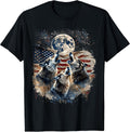 Howling Wolves Under Moon American Flag