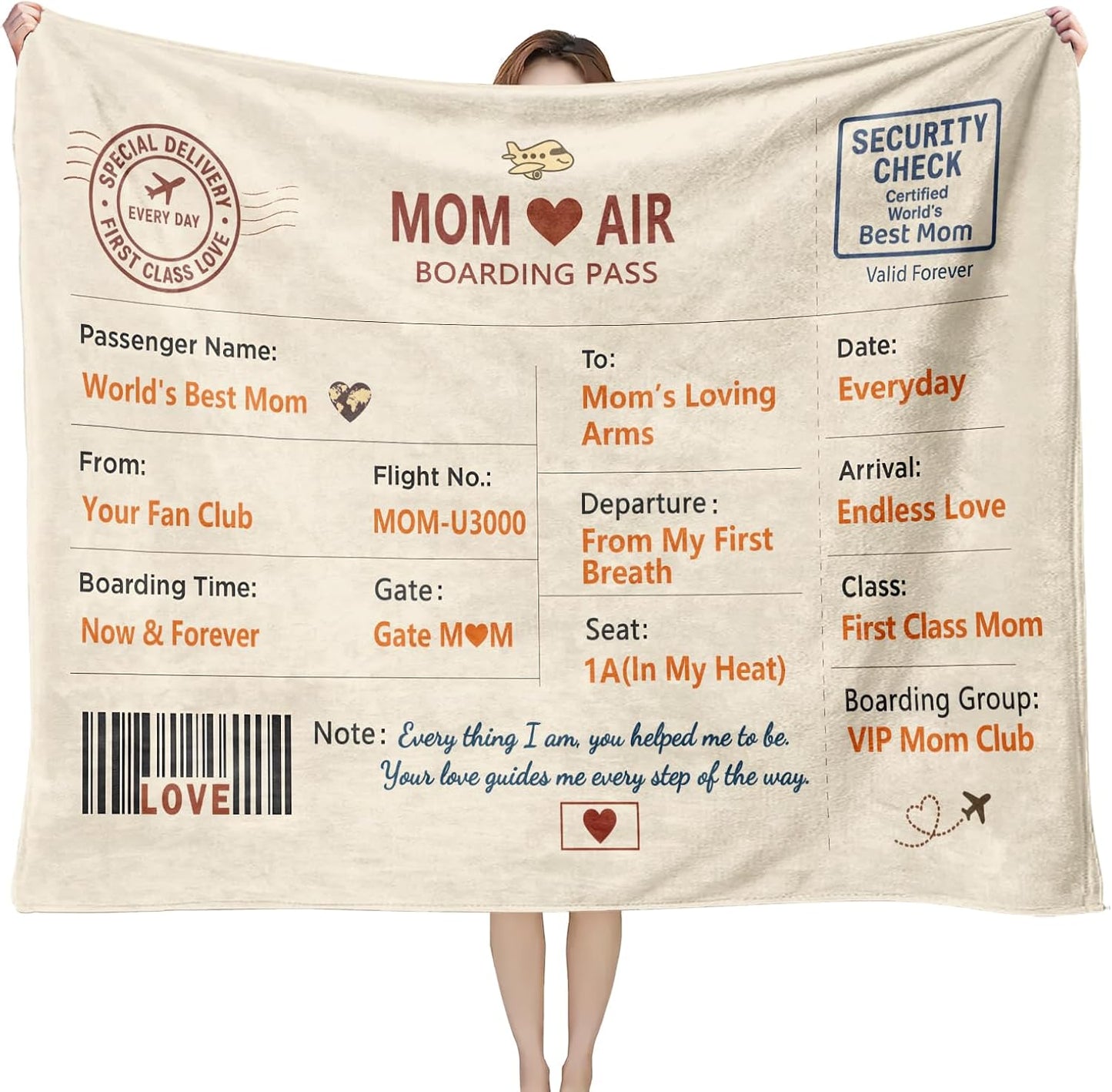 Mom Blanket Gift 50'' x 60'' - Cozy Throw Blanket for Mom from Daughter or Son, Unique Meaningful Keepsake, Mother's Day Birthday, Home Decor for Couch or Bed