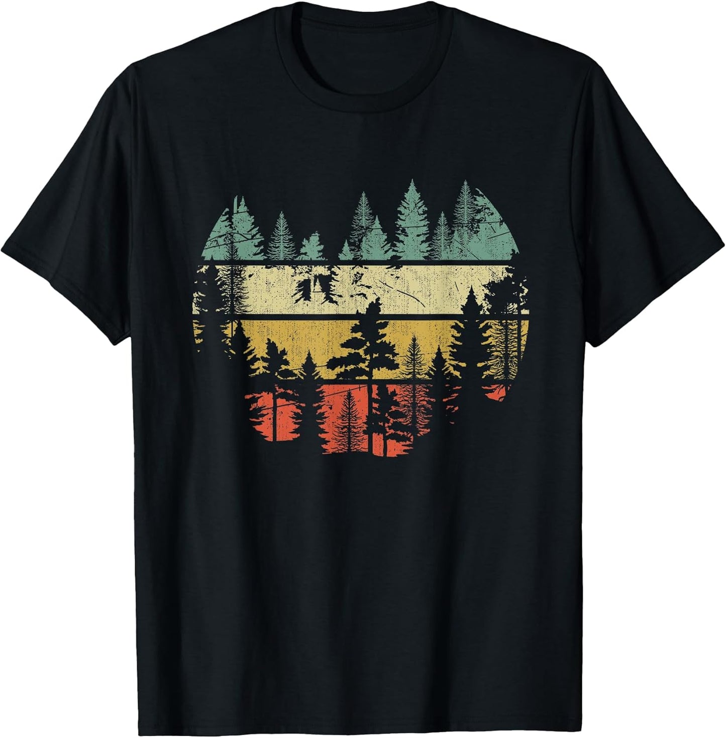 Retro Wald Bäume Natur Berge Naturliebhaber