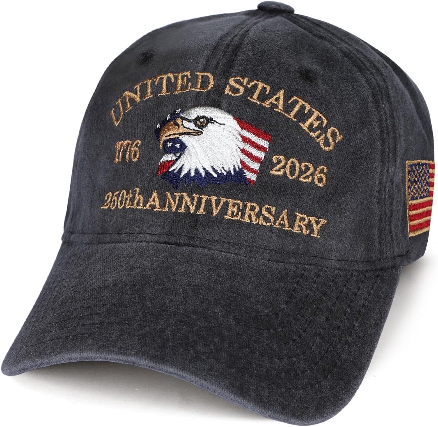 250th Anniversary USA Hat 1776-2026 | Patriotic Embroidered Baseball Cap | Vintage Washed Adjustable Unisex Cap