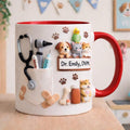 Custom Veterinarian Coffee Mug, Personalized Vet Doctor 3D Effect Printed Cup with Name, Doctors Day Appreciation; Veterinary Assistant Gifts, Veterinary Appreciation Gift