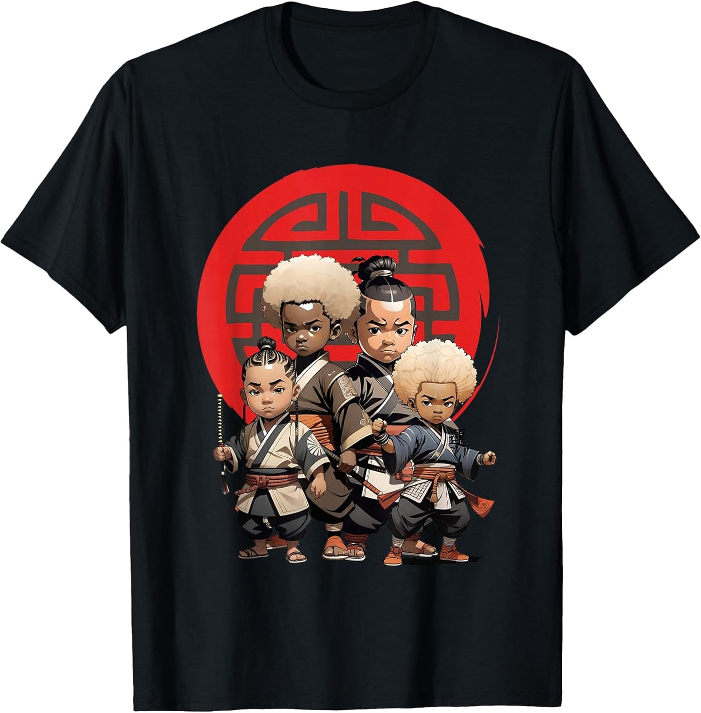 Samurai Boy Anime Afro | Japanese Retro Style T-Shirt
