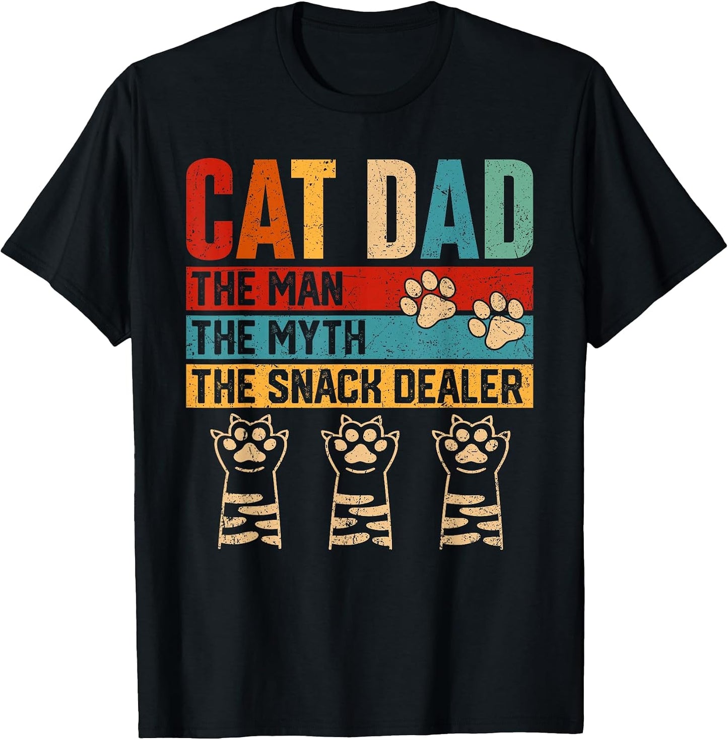 Vintage Cat Dad The Man Myth Snack Dealer Funny Fathers Day T-Shirt