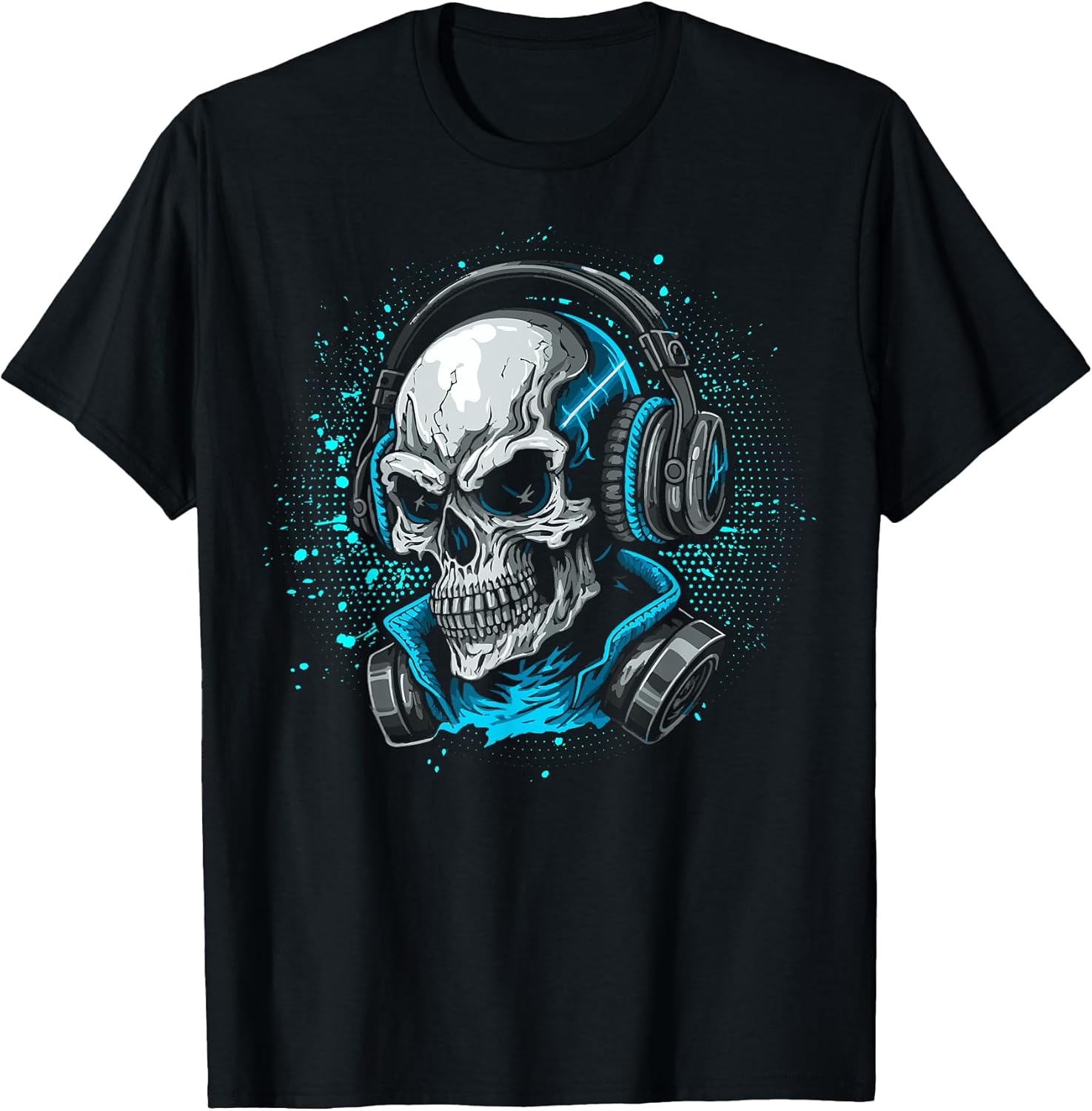 Cool dj skull wearing headphones
