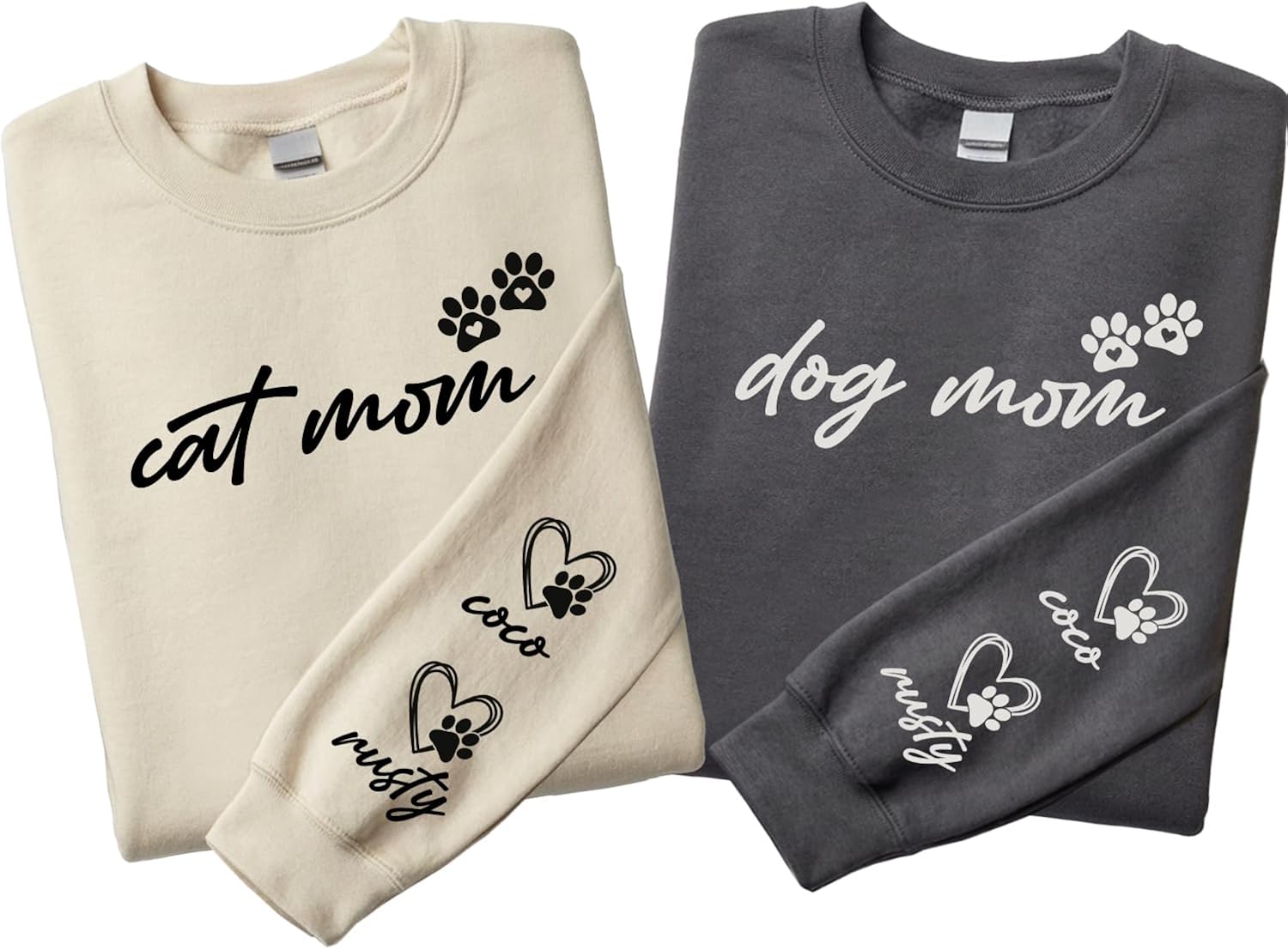 Custom Dog Mom Shirt with Name, Cat Dad Sweatshirt Gifts for Mothers Day, Fathers Day, Birthday, Christmas, Pet Owner & Lover