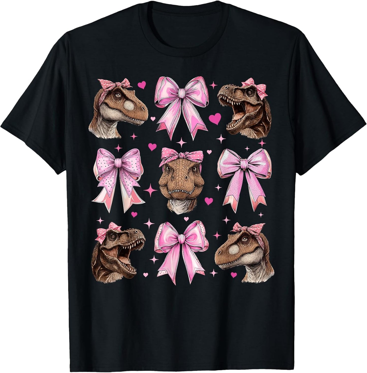 Womens Pink Coquette Bow T-Rex Dinosaur Gifts
