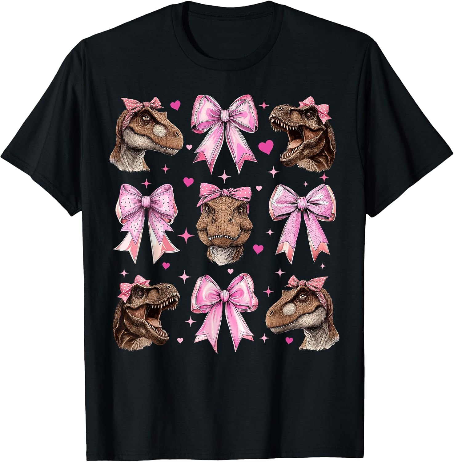 Womens Pink Coquette Bow T-Rex Dinosaur Gifts