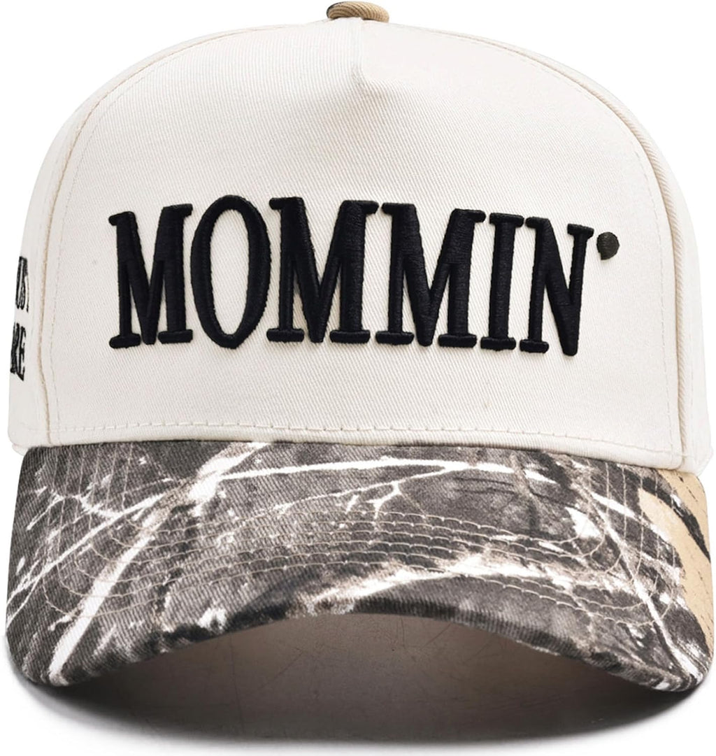 Women’s Mommin Trucker Hat – Vintage Two-Tone Ponytail Baseball Cap, Embroidered Adjustable Hat, Great Gift for Mom & Women
