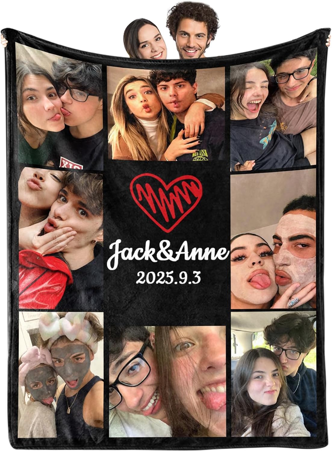 Custom Blanket with Pictures Name Personalized Flannel Blanket Customized I Love You Blanket Christmas Birthday Valentines Day Couples Gift for Boyfriend Girlfriend Her Him Wife Husband