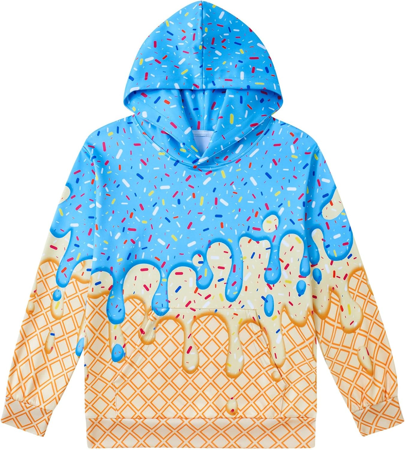 Boys Hoodies Ice Cream Baseball Pullover Graphic Sweatshirts Hooded With Big Pockets