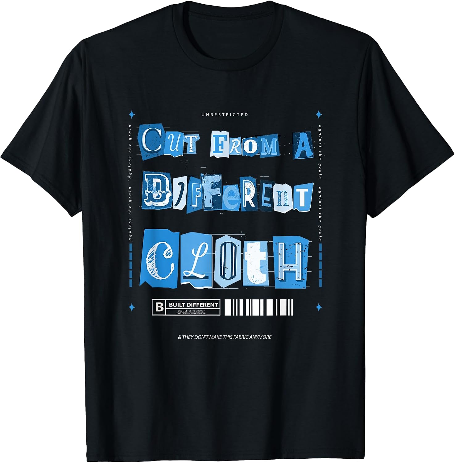 Blue Cut from A Different Cloth Blue Color Graphic T-Shirt