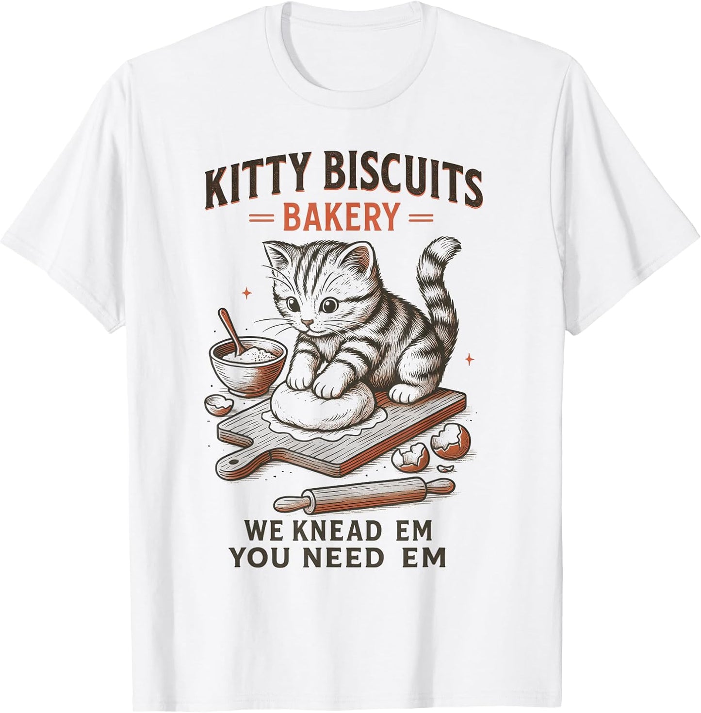 Kitty Biscuits Bakery Funny Cat Mom Cat Lover Baking T-Shirt