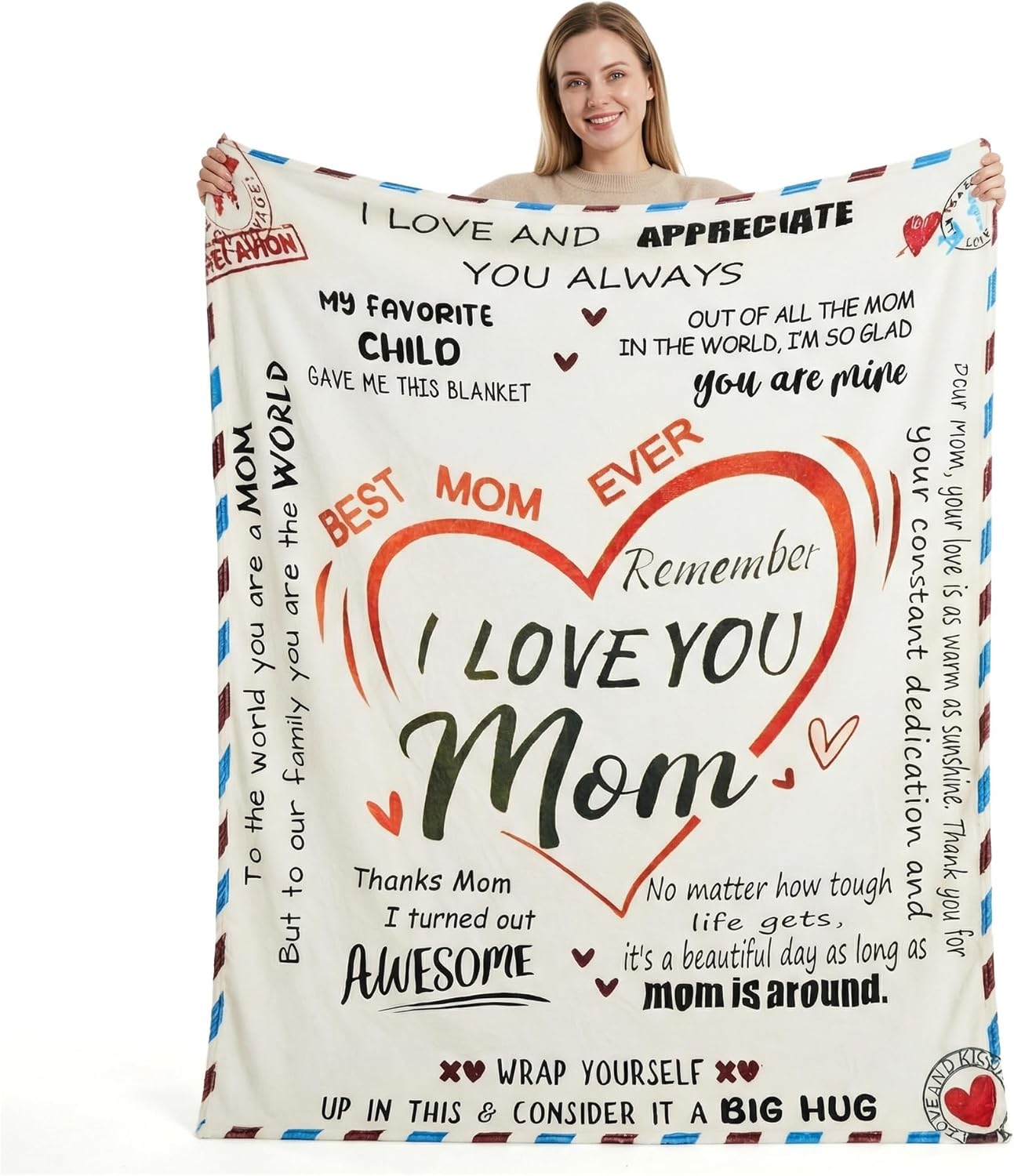 Mothers Day Gifts - Super Soft Warm Personalized Throw Blanket, Mothers Day Blanket, Mother's Day, Anniversary and Birthday Gifts for Mom from Daughter Son (60x80)