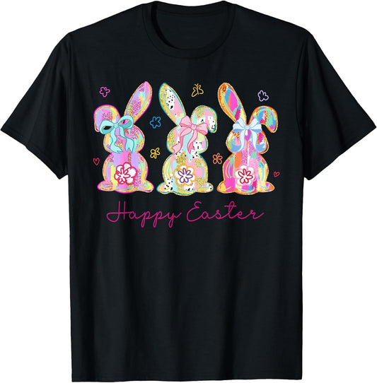 Funny Bunny Three Rabbits Eggs Happy Easter Trendy