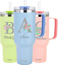 Drinco 40oz 30 oz Tumbler with Handle, Personalized, Straw Lid, Insulated Stainless Steel Travel Mug Water Bottle Ice Coffee Cup For Cold and Hot (30oz Monogram)