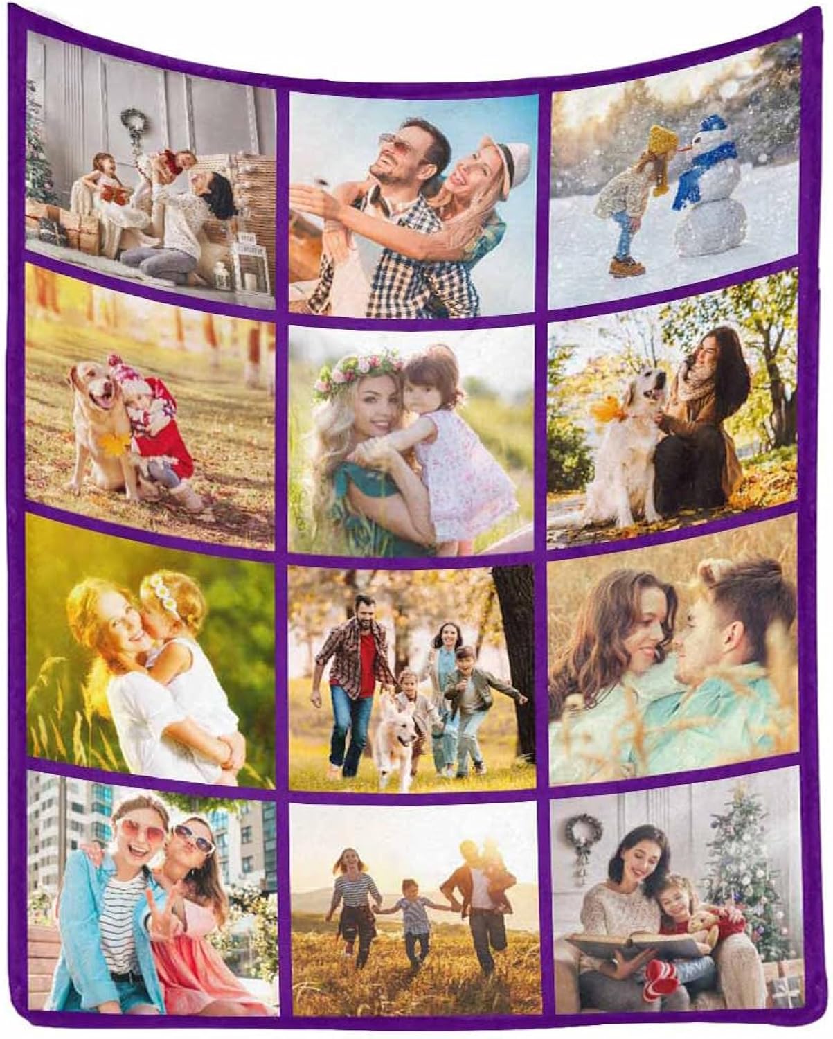 MyPupSocks Personalized Photo Blanket, Custom Family Throw Blanket with 12 Pictures Collage for Kids Daughter Son Customize Family Photos Blanket for Anniversary Wedding Winter