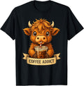 Highland Cow Coffee Addict Apparel Graphic Tees