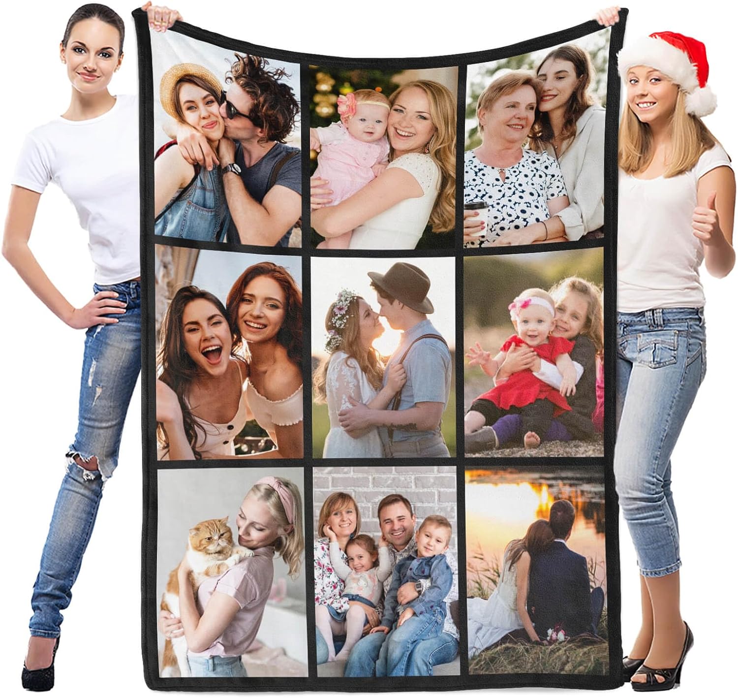 inkArts Custom Blanket with Photo, Personalized Blanket, Customized Photo Blankets, Customizable Picture Blankets, Personalized Mothers Day Blanket Gifts for Mom Baby Kid Family Pet