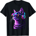 Headphones Cat Techno EDM Music Lover Rave Disco Party Cats T-Shirt