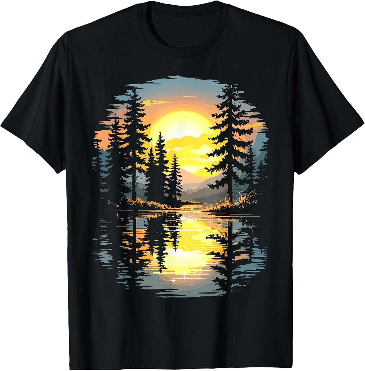 Funny Sunset Forest Lake Nature Landscape