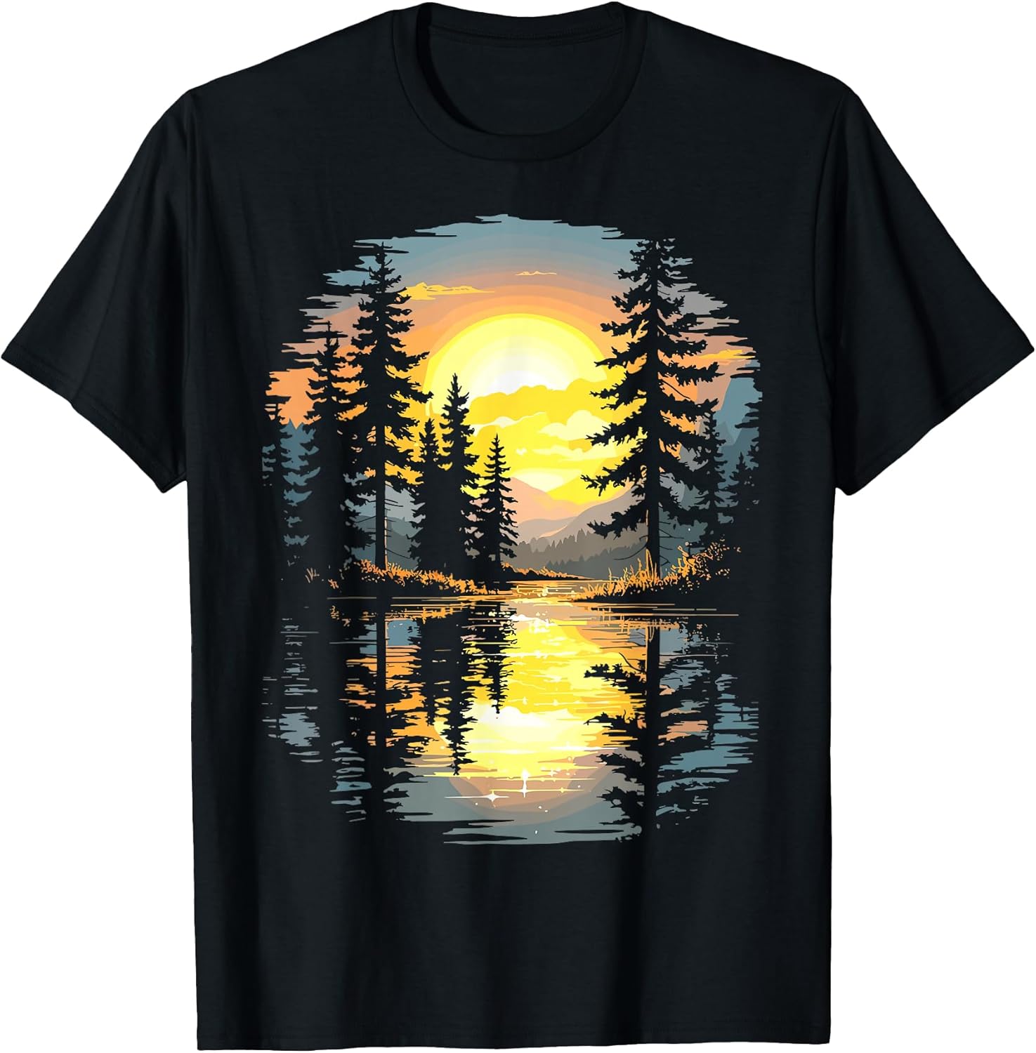 Funny Sunset Forest Lake Nature Landscape
