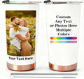 Personalized Tumbler with Photo Text Logo, Made in USA 20 oz Custom Stainless Steel Coffee Mug with Lid, Custom Cup Gift for Dad, Mom, Friends