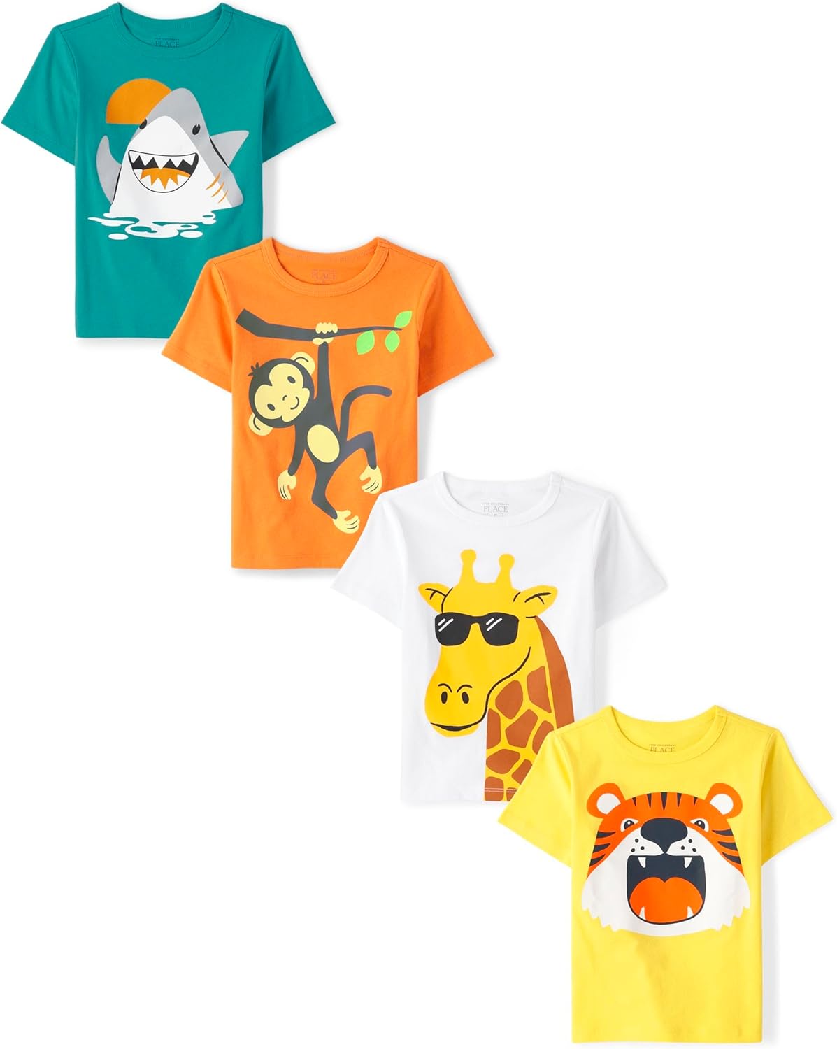 Baby Boys and Toddler Dinos,Animals,Cars Short Sleeve Graphic T-Shirts,4 Pack