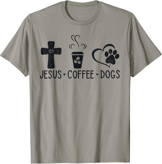 Jesus Coffee Dogs Funny Christian Dog Owners Lovers Men Women T-Shirt