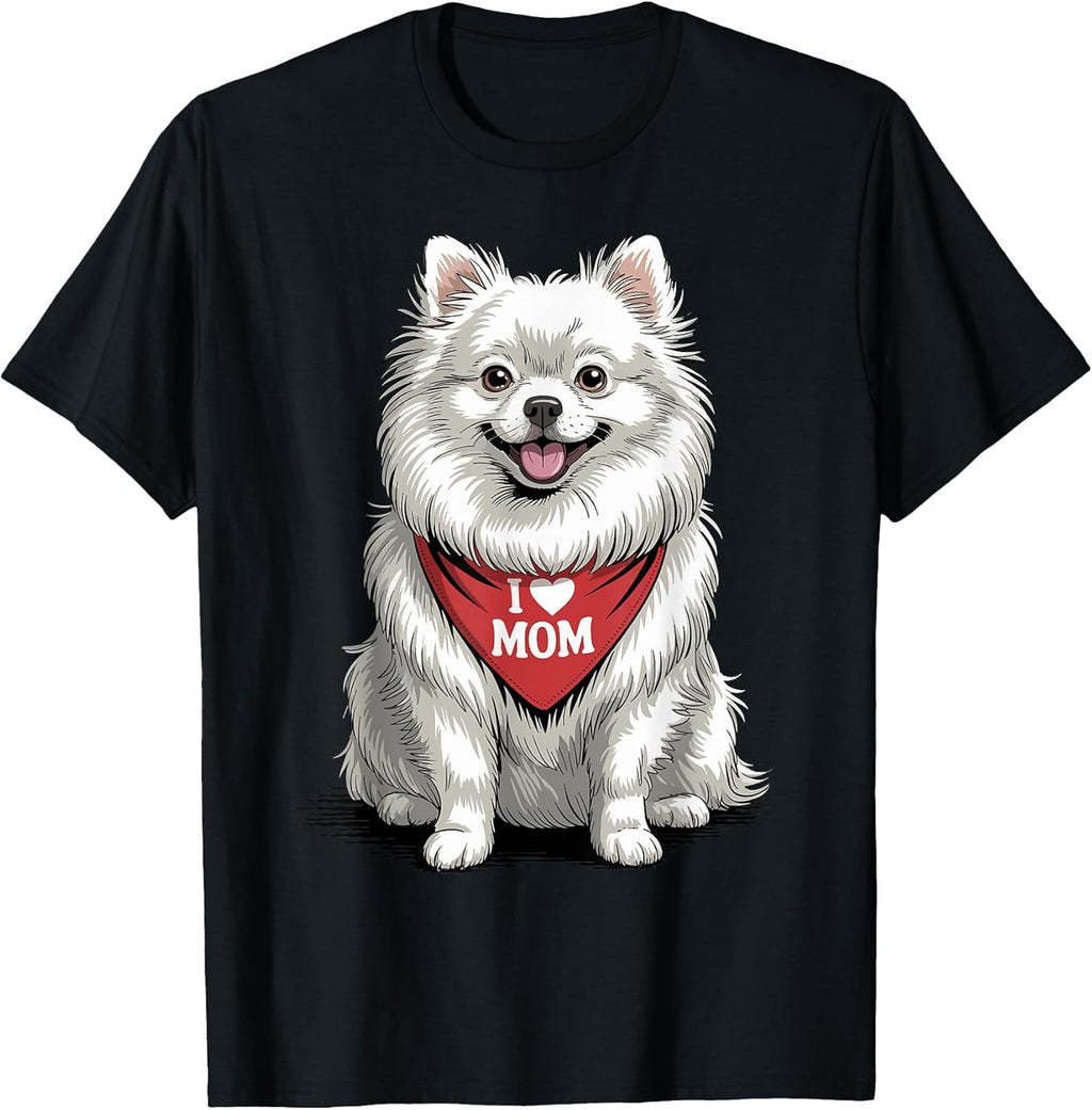 I Love Mom Pomeranian Lover Dog Mother's Day T-Shirt