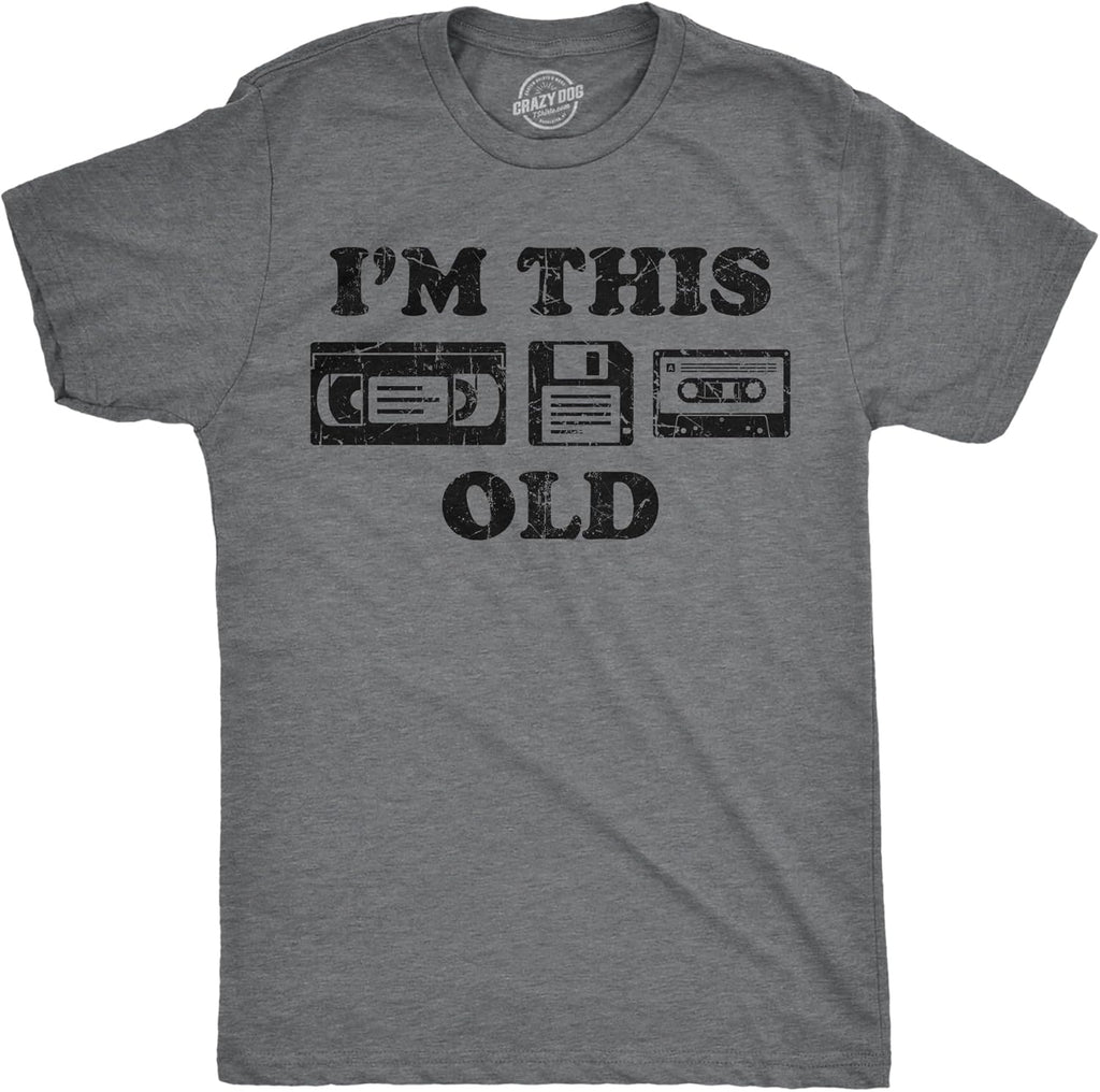 Mens Funny T Shirts I'm This Old - Oldometer 40, 50, or 60 and More Sarcastic Birthday Graphic Novelty Tees for Men