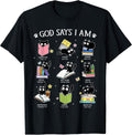 God Says I Am Cat Book Lover Christian Cute Jesus Girls Kids T-Shirt