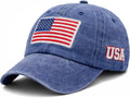 2 Pack American Flag Baseball Caps, Adjustable Cotton USA Dad Hats for Men & Women, Patriotic 4th of July Party Hats