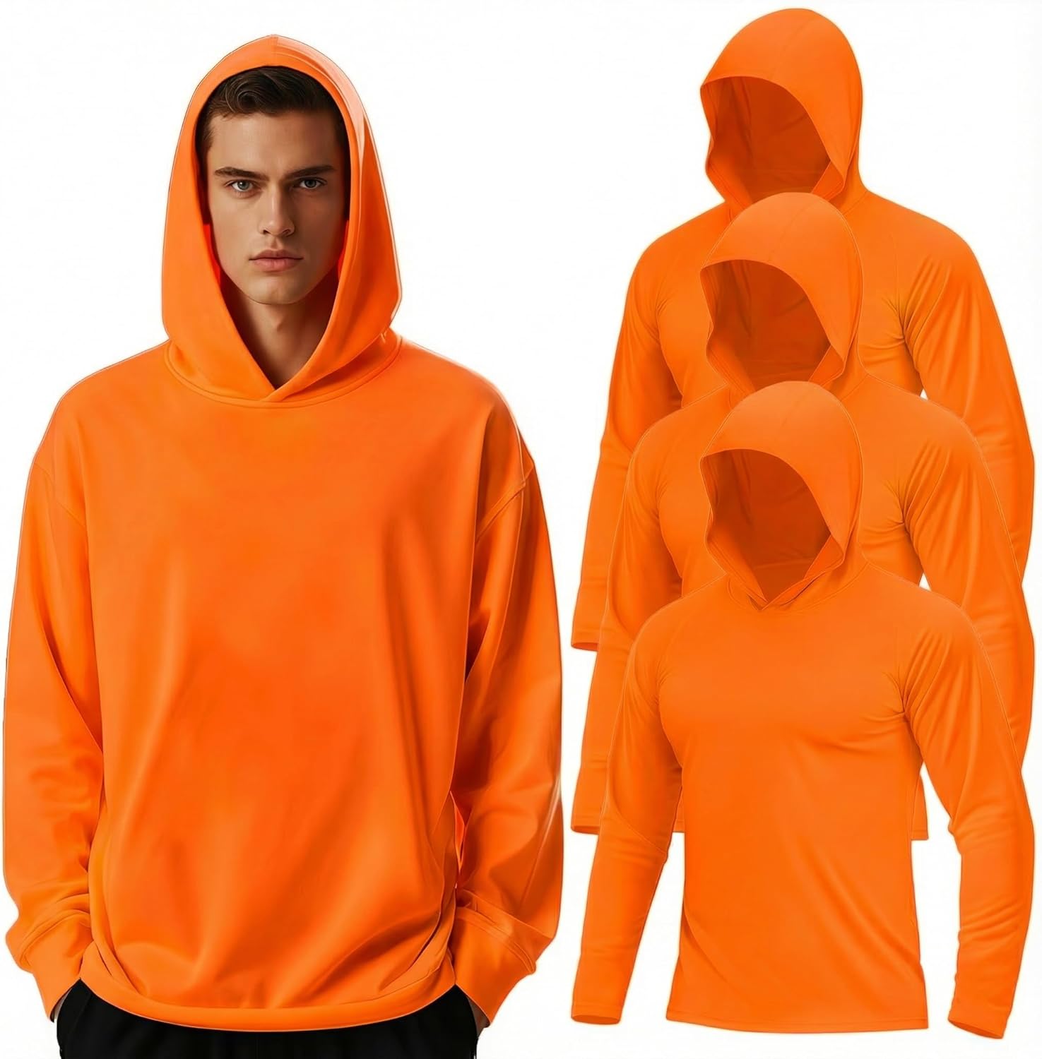 Hi Vis T Shirt Safety Lime Long Sleeve High Visibility with Hood Camisas De Trabajo para Hombre Construccion Yellow
