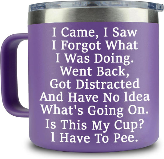 Birthday Gifts for Women - I Came I Saw I Forgot Coffee Mug 14oz - Gag Gifts Funny Sarcastic Old People Women Mom Grandma Elderly Senior Citizen 65th Birthday Gifts, 75th, 40th, 50th, 60th