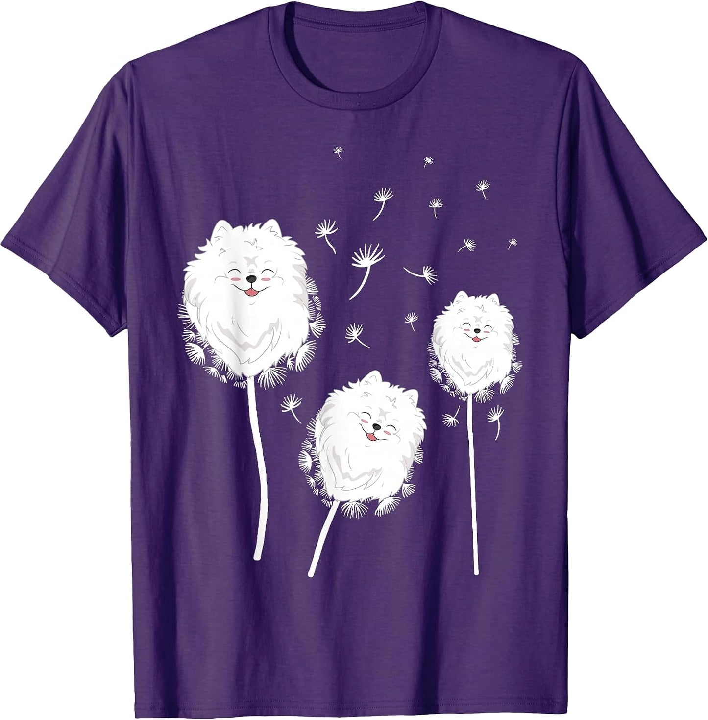Pomeranian Dwarf Spitz Pom Dog Owner Dandelion Flower Men Women Girls Kids T-Shirt
