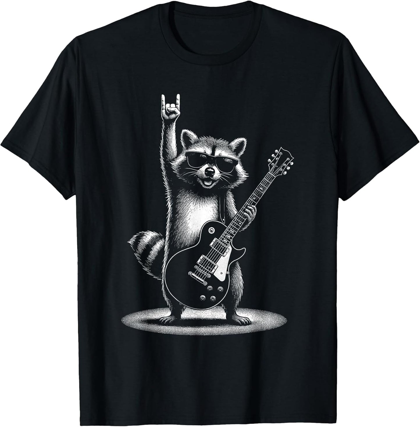 Raccoon Rock Music Band Guitar Men Women Kids Funny Raccoon T-Shirt
