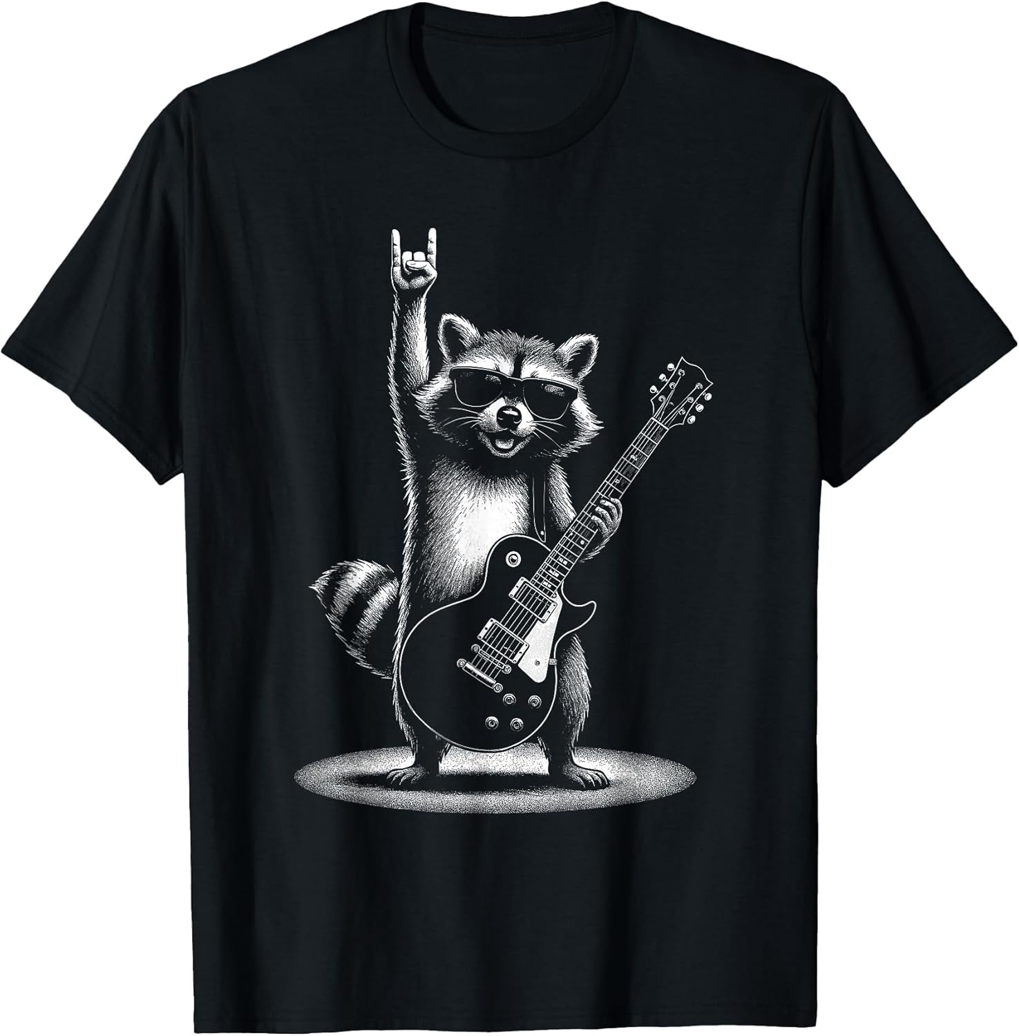 Raccoon Rock Music Band Guitar Men Women Kids Funny Raccoon T-Shirt