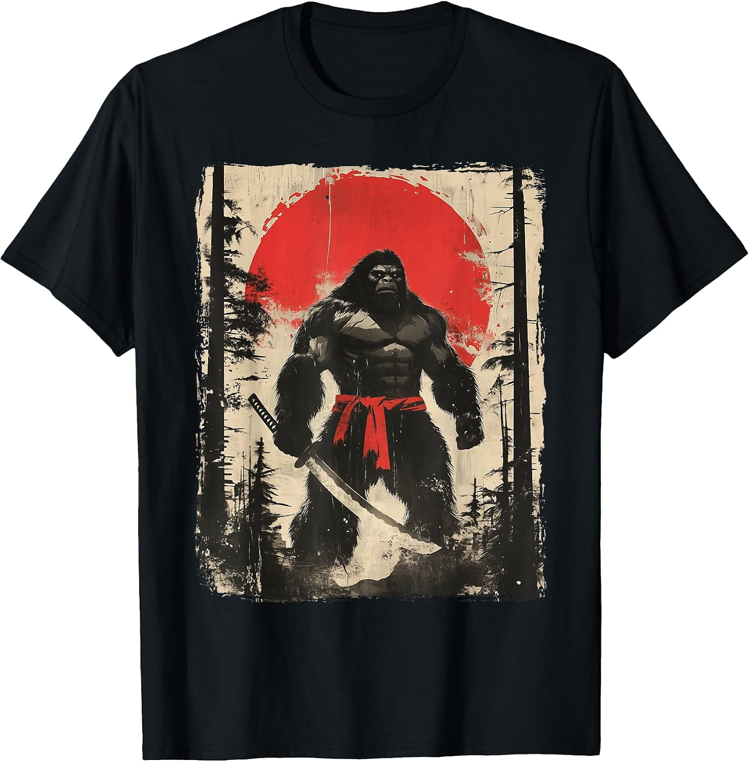Bigfoot Samurai Japanese Sword Sasquatch T-Shirt
