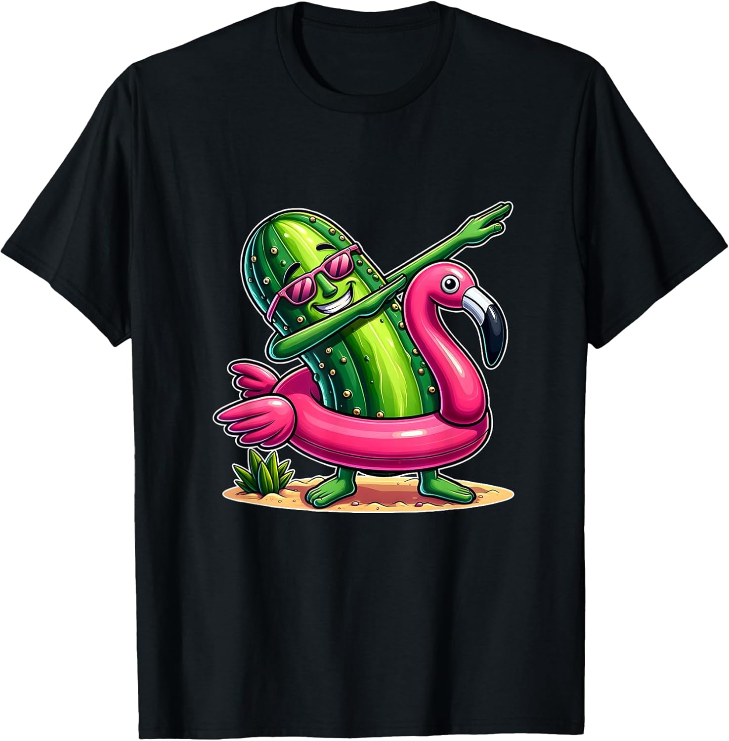 Dabbing Pickle Funny Summer Flamingo Floating Ring